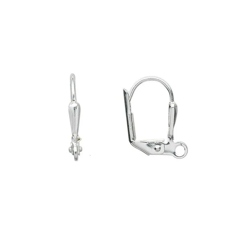 10 Silver Plated Leverback Minimalist Shield Earring Findings Ear Hooks Earwires